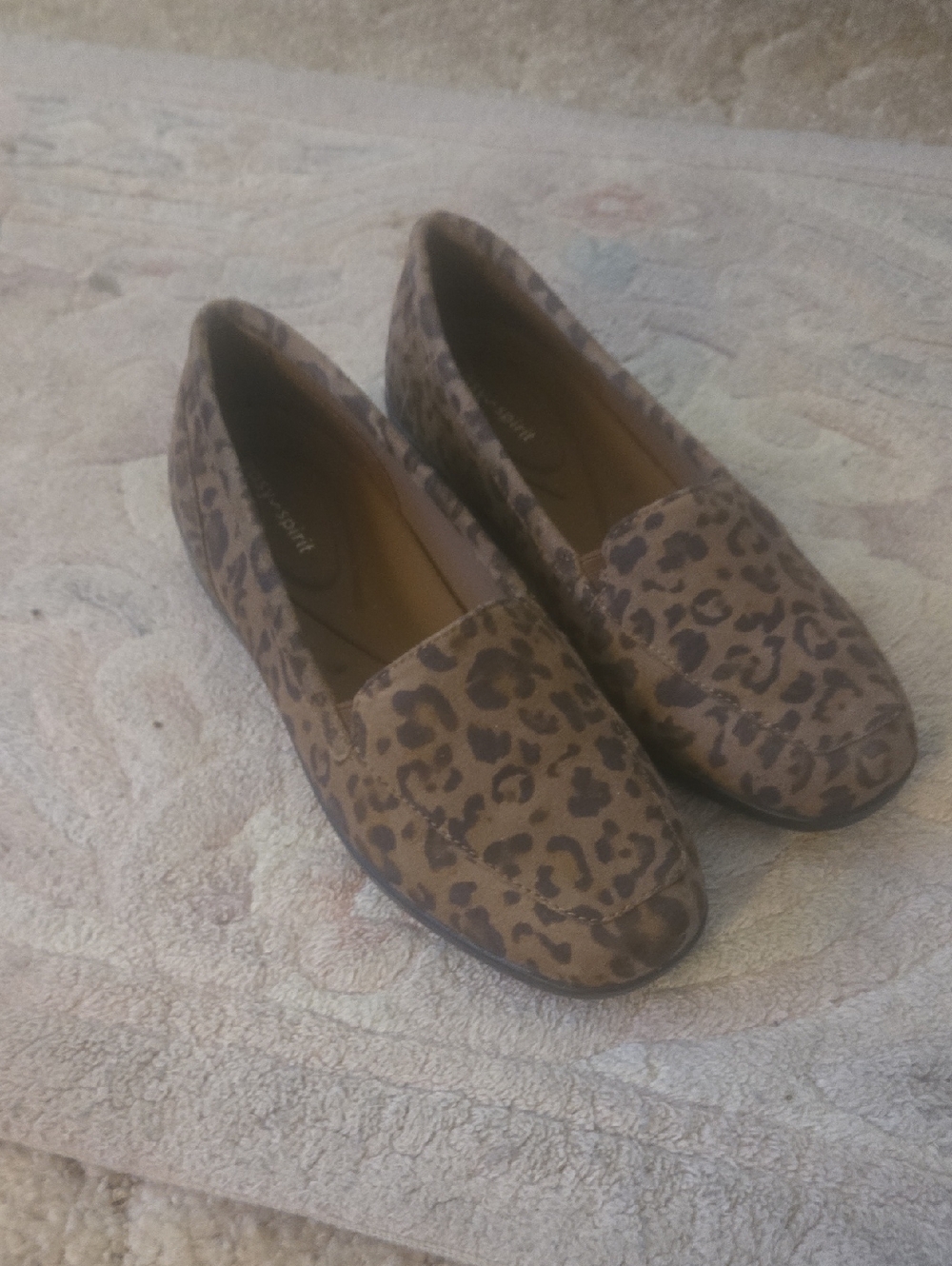 Easy Spirit Leopard Print Slip-On Loafers in Brown and Black